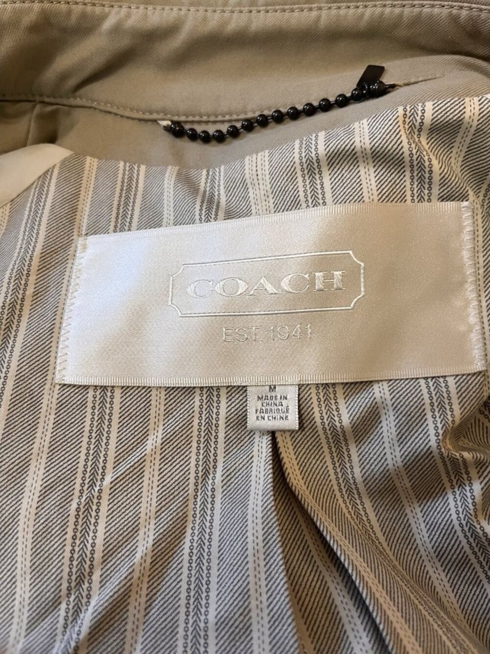 Coach Women's Medium Double Breasted Classic Khaki Trench Coat Belted Button Up - Picture 12 of 14